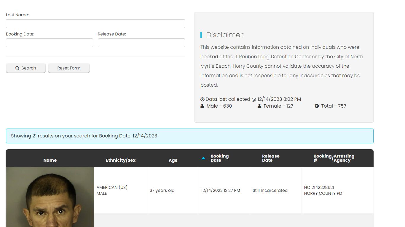 Bookings and Releases - Horry County SC.Gov